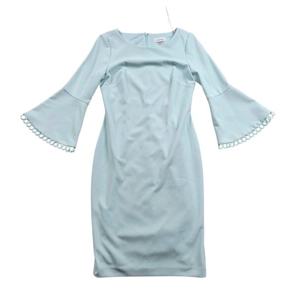 Calvin Klein Sheath Dress Womens 4 Mint Green Bell Sleeve Lined - Picture 1 of 9